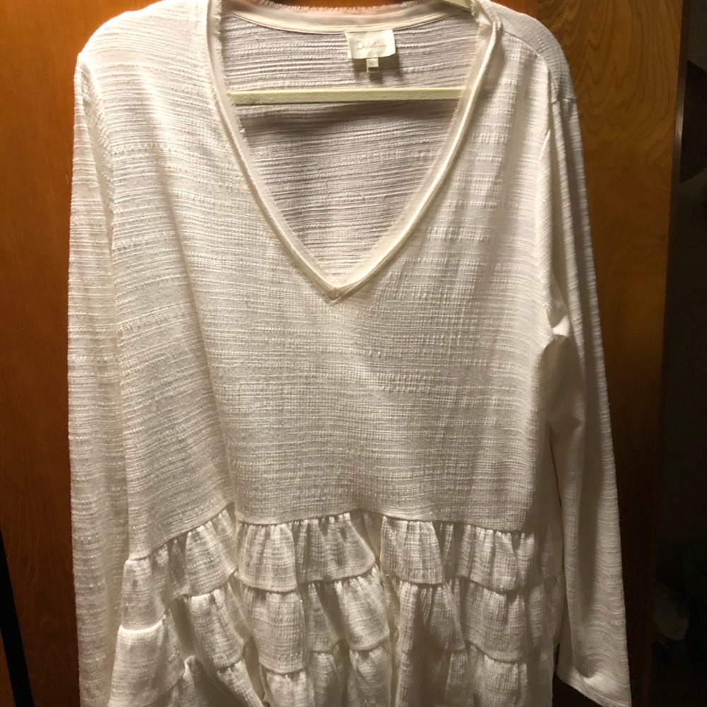White Long-Sleeve w/ Flare Bottom